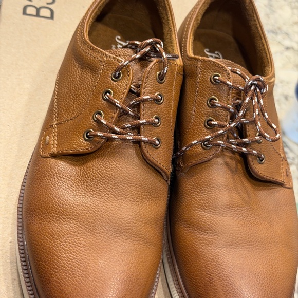 Men's Pebbled Leather Derby Shoes in Cognac Brown